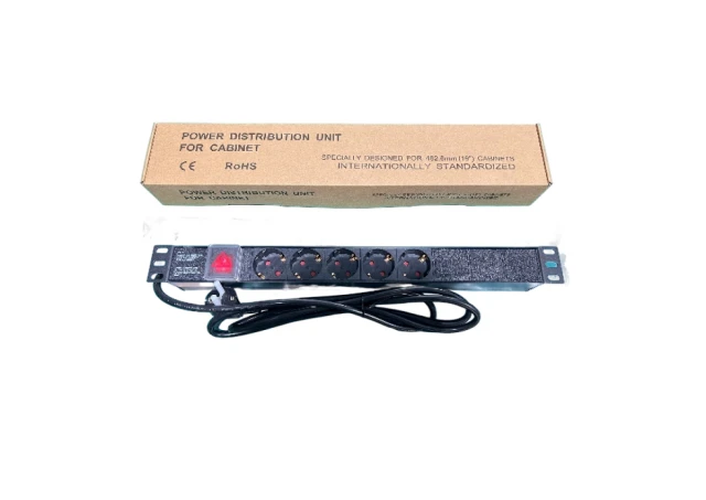 Exeshop Razvodni PDU panel za rack 19 in, sa 5 utičnih mesta,  kabl 2m (aluminijum)