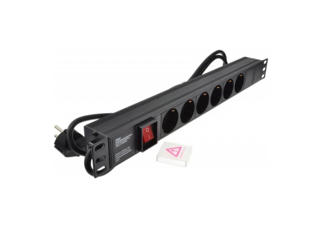 Exeshop Razvodni PDU panel za rack 19 in, sa 6 utičnih mesta,  kabl 2m (aluminijum)