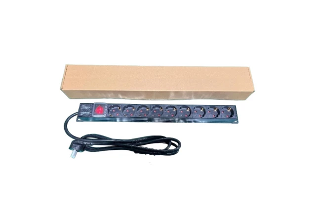 Exeshop Razvodni PDU panel za rack 19 in, sa 9 utičnih mesta, kabl 2m (aluminijum)