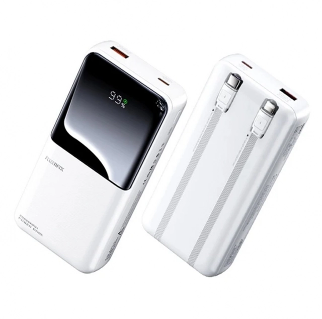 REMAX  RPP-680 White 20W+QC 22.5W Power Bank with 2 Fast Ch. Cables 20000mAh