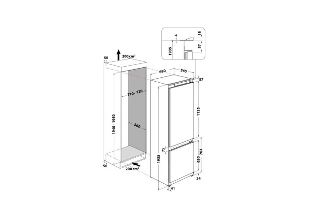WHIRLPOOL SP40 812 EU 2  ugradni kombinovani frižider 