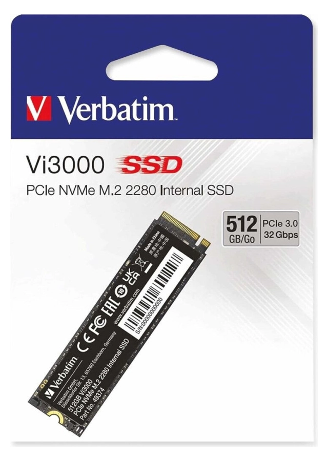 SSD M.2 NVMe Verbatim 512GB Vi3000 3100MBs/2100MBs