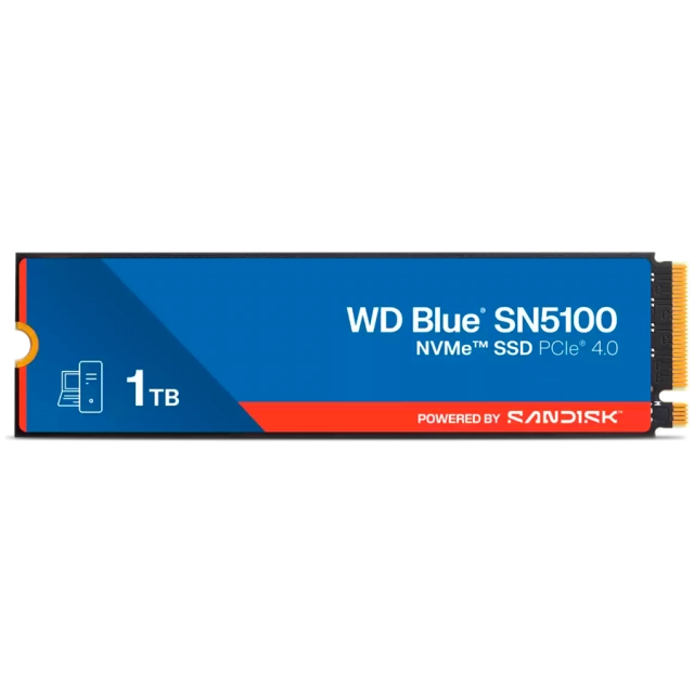 Western Digital SSD WD Blue SN5100 1TB M.2 2280 PCIe Gen4 x4 NVMe QLC 3D, Read/Write: 7100/6700 MBps, IOPS 1000K/1300K, TBW: 600