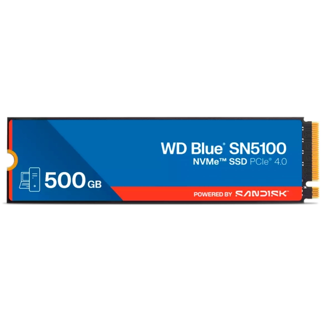 Western Digital SSD WD Blue SN5100 500GB M.2 2280 PCIe Gen4 x4 NVMe QLC 3D, Read/Write: 6600/5600 MBps, IOPS 660K/1100K, TBW: 300