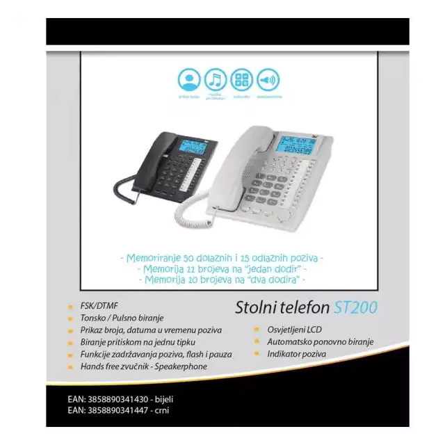 Mean IT Stoni telefon MeanIt ST200 Crni