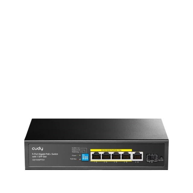 Svič 10/100/1000 5-port Cudy GS1005PTS1 4xPoE+ sa 1 SFP port/120W