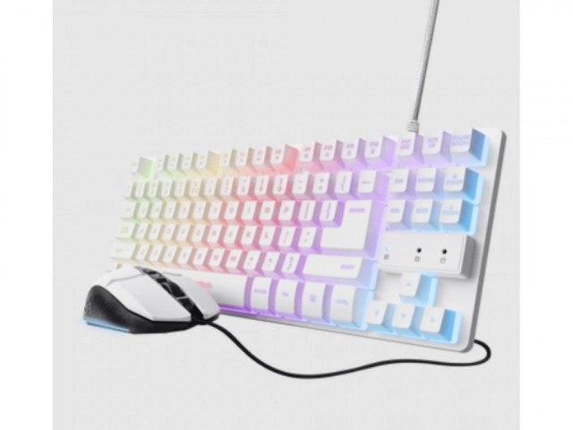 Tastatura+miš TRUST GXT 798 2-in-1 Gaming set/TKL/US/bela