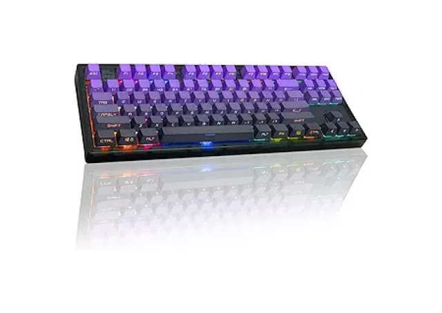 Wireless mechanical gaming keyboard Pro, 2.4 GHz, BT, RGB Backlight, 16 modes, 66 keys, 50M presses, linear Lorgar Toxic Purple switches, multimedia knob, built-in 3750 mAh battery, Hot Swap, Gasket mount, spring cable 2.3m, white red purple
