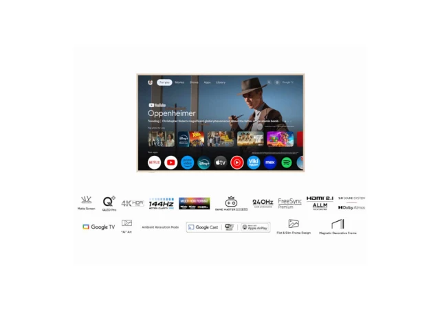 Televizor TCL 55A300W/QLED/55"/4K UHD/144Hz/Matte Screen/"Ai" Art/Google TV/frame