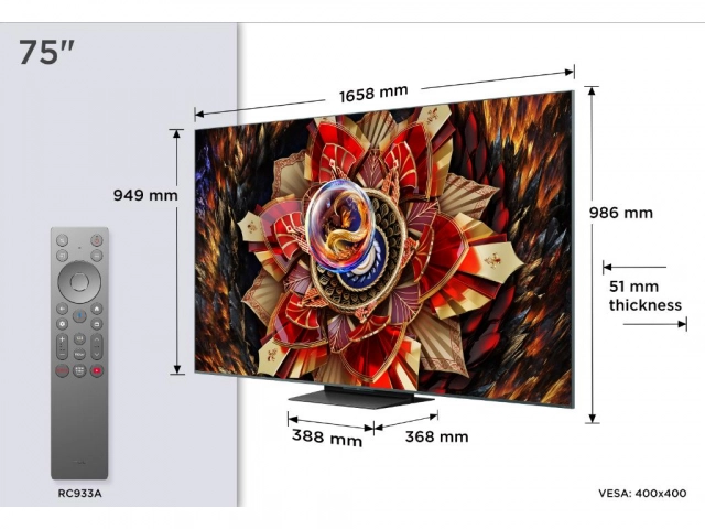 Televizor TCL 75C9K/MiniLED-QLED/75"/4K UHD/144Hz/Google TV/crna