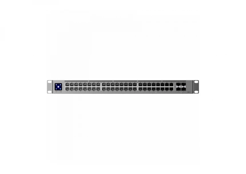 Ubiquiti 48-port, Layer 3 switch 2.5 GbE and PoE++ output, 16x 2.5 GbE ports including (8) PoE+ and (8) PoE++, GbE ports including (24) PoE+ and (8) PoE++, 4x 10G SFP+ ports. Can power devices with up to 720W