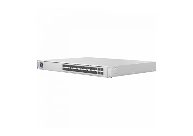 UBIQUITI Hi-Capacity Aggregation; (28) 10G SFP+ ports; (4) 25G SFP28 ports; DC power backup-ready; Layer 3 switching.