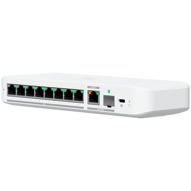Ubiquiti switch USW-Flex-2.5G-8-EU 8-port 2.5 GbE ports, 10 GbE PoE+ input port for power / SFP+ port combo