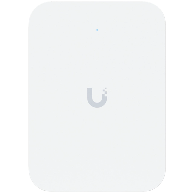 Ubiquiti UniFin U70IW Wall mounted WiFi 7 AP with 4 spatial streams and an integreated 2.5GbE PoE switch desined for hospitality enviorments