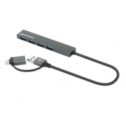 USB-C/USB-A HUB 4port Manhattan 181006 4xUSB-A 3.2/5Gbps/Crni