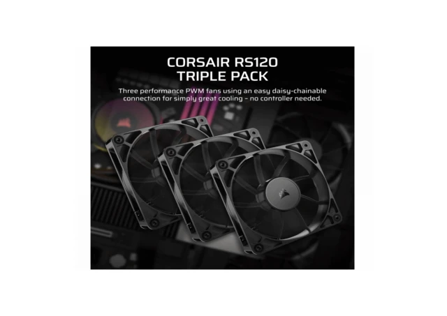 Ventilator CORSAIR RS120/120mm/triple pack/crna