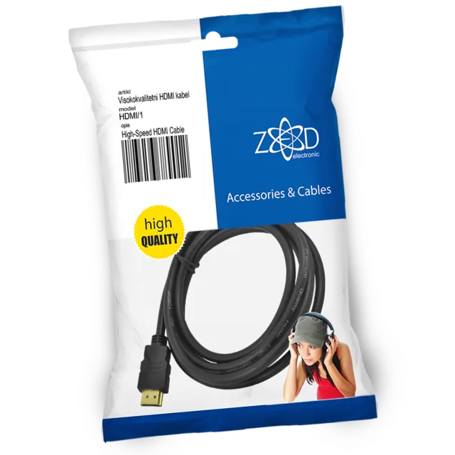 ZED electronic HDMI kabl, 1.0 met, ver. 1.4 - HDMI/1