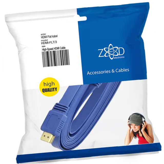 ZED electronic HDMI kabl, pljosnati, 3.0 met, ver. 2.0, 3D, Ethernet - HDMI-FLT/3