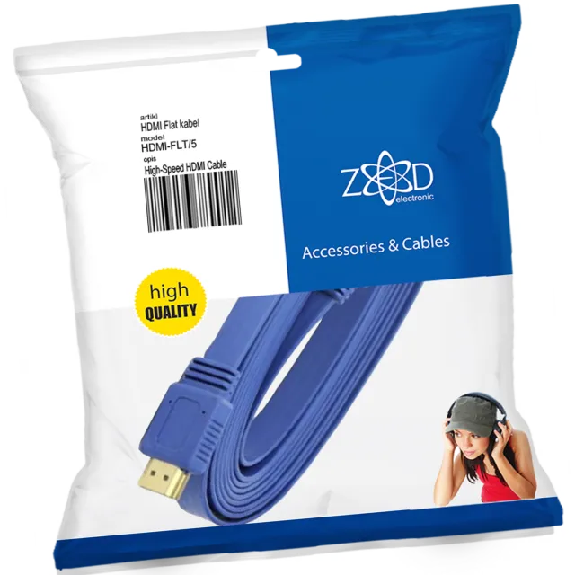 ZED electronic HDMI kabl, pljosnati, 5.0 met, ver. 2.0, 3D, Ethernet - HDMI-FLT/5