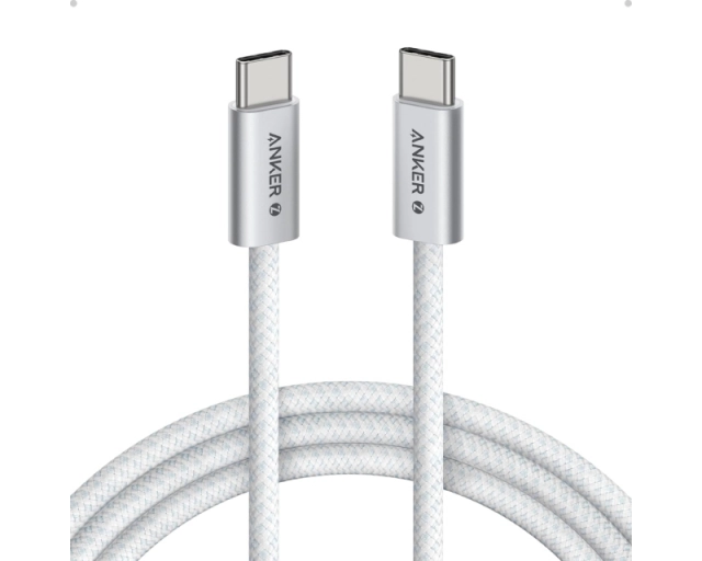 ANKER Zolo USB tip-C kabl M/M 1m, za Apple, super brzo punjenje 240W/480Mbps, pleteni, beli 